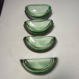 Vintage Lewis Dolin Green Glass Drawer Pulls - Set of 4